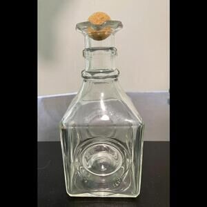 Vintage MCM Pressed Glass Empty Liquor Carafe Decanter Bottle Prohibition Time